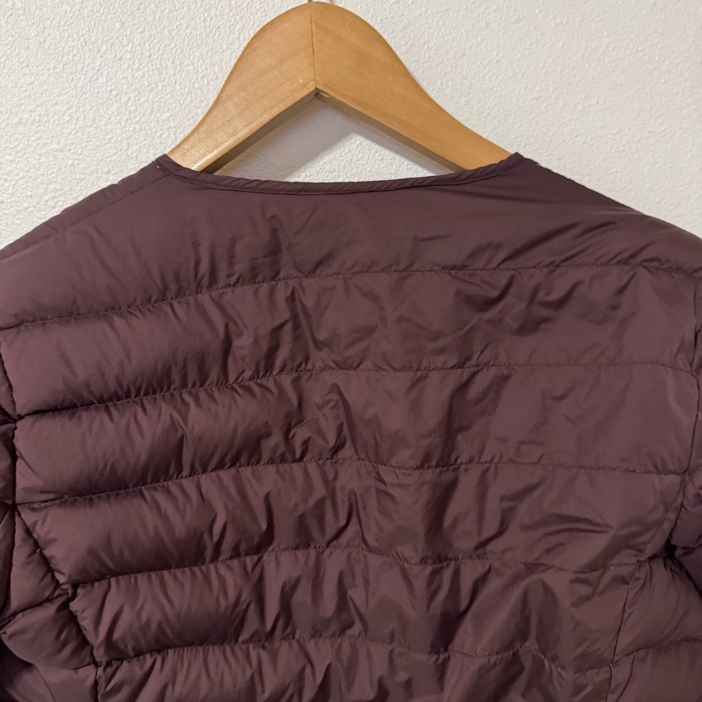 Comptoir Des Cotonniers Plume Down Quilted Puffer Jacket Burgundy Collarless-S - Picture 7 of 12